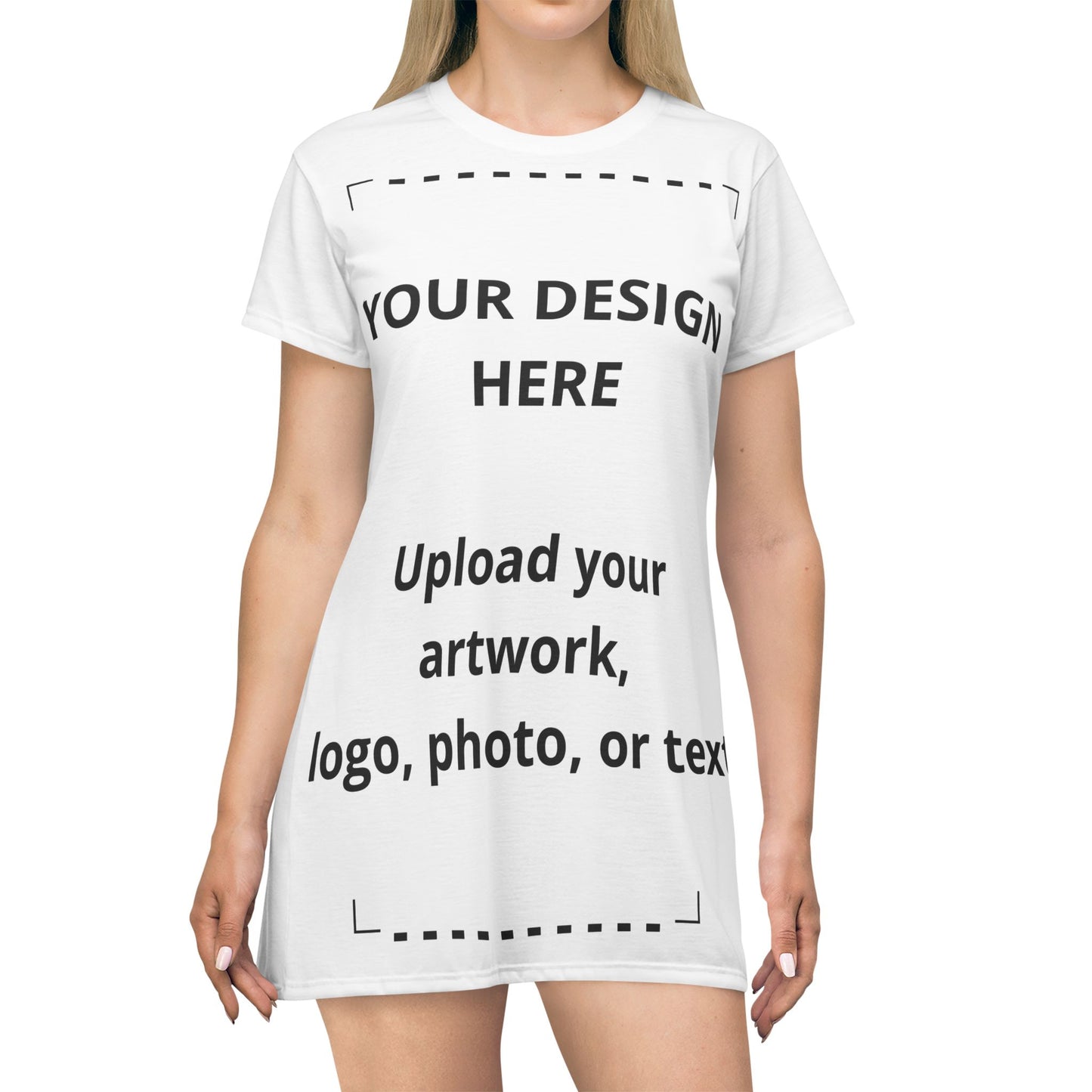 Custom All-Over Print T-Shirt Dress — Personalized Photo & Text AOP