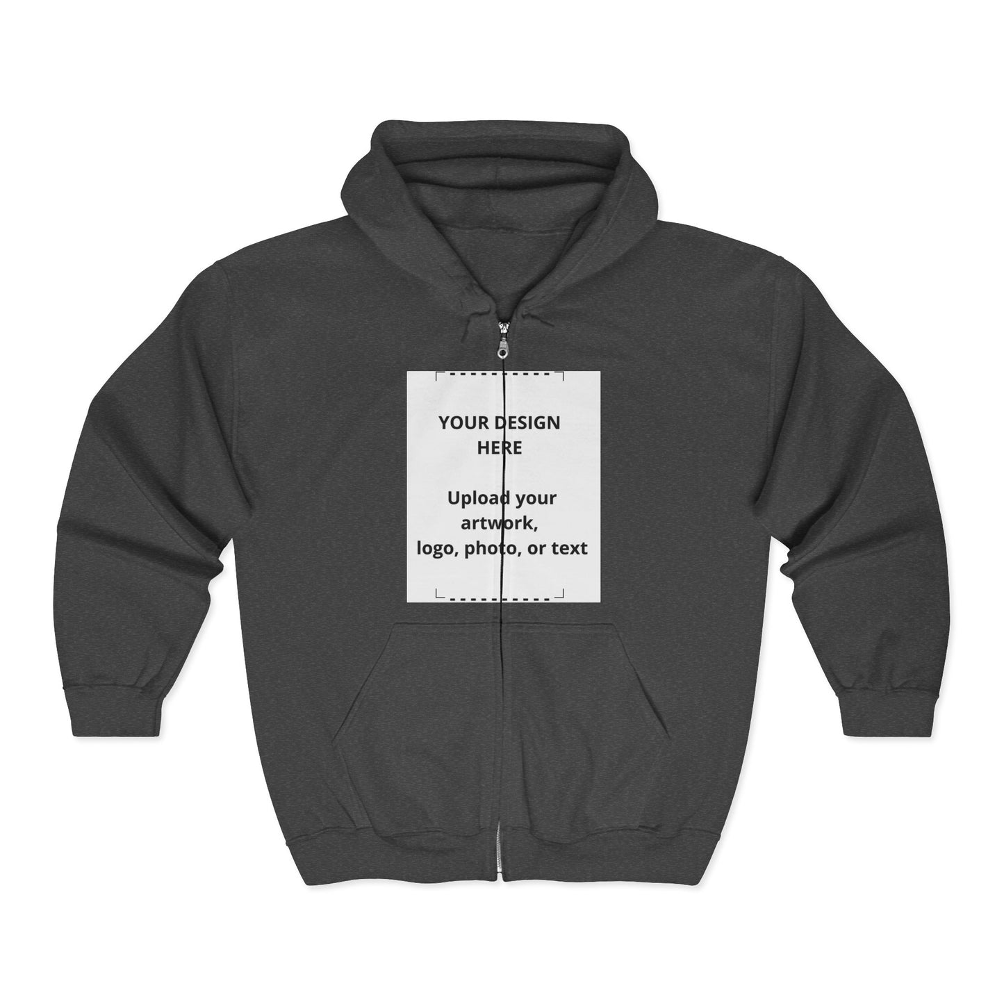 Custom Full-Zip Hoodie — Personalized Front Print Zip-Up Sweatshirt