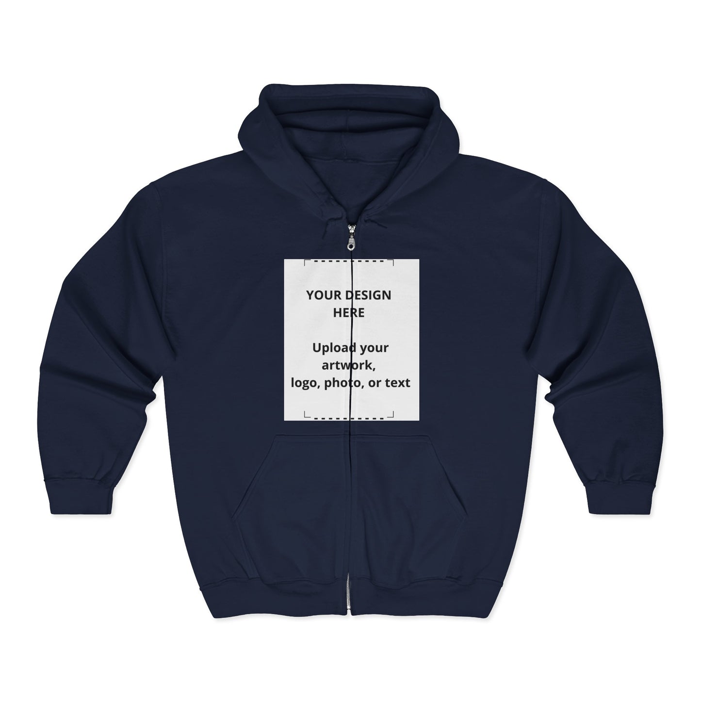 Custom Full-Zip Hoodie — Personalized Front Print Zip-Up Sweatshirt