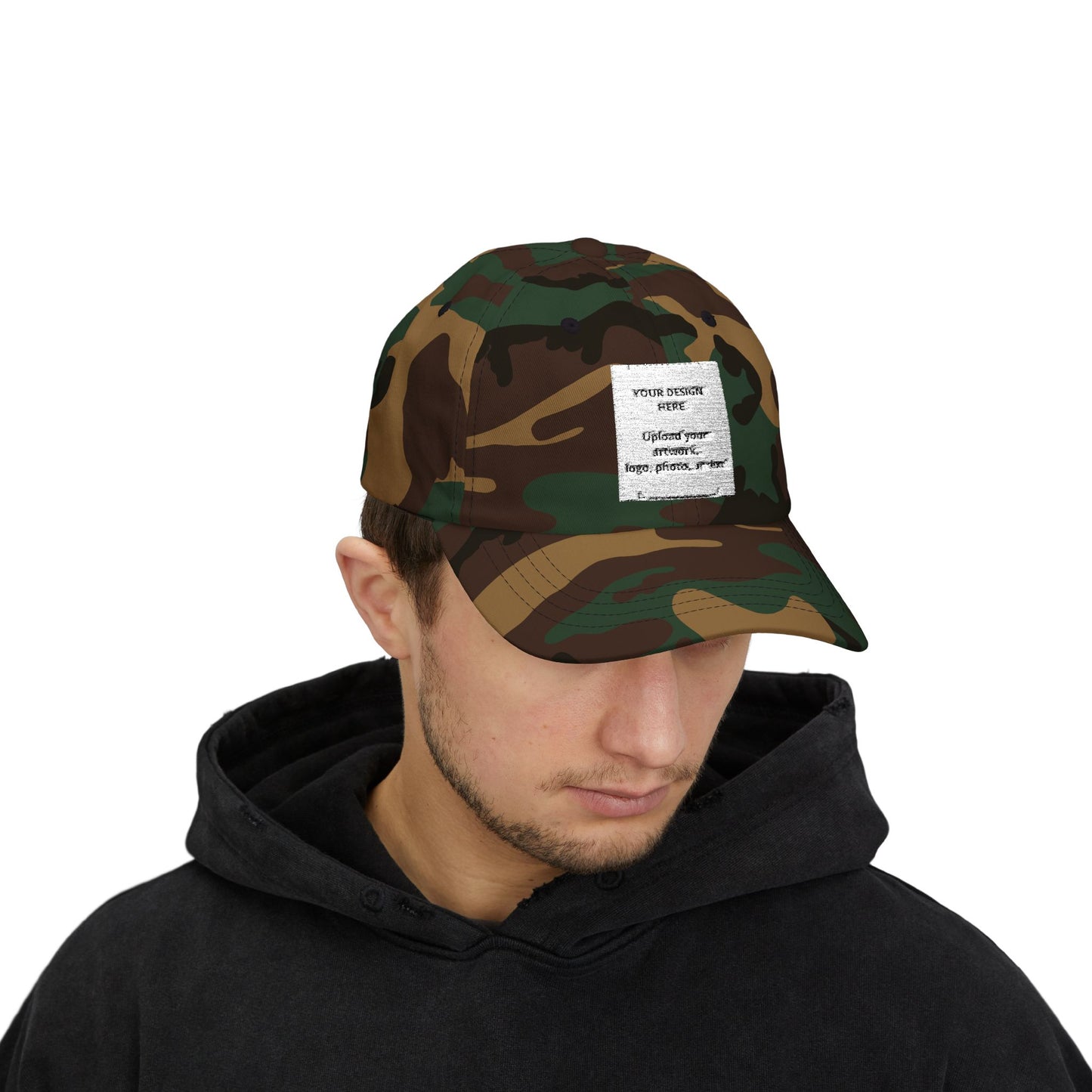Classic Dad Cap — Minimal White Embroidered Patch Hat