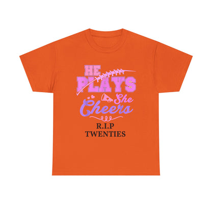 R.I.P. Twenties Tee - She Plays, She Cheers Pink Football Shirt