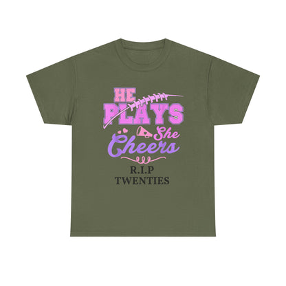 R.I.P. Twenties Tee - She Plays, She Cheers Pink Football Shirt