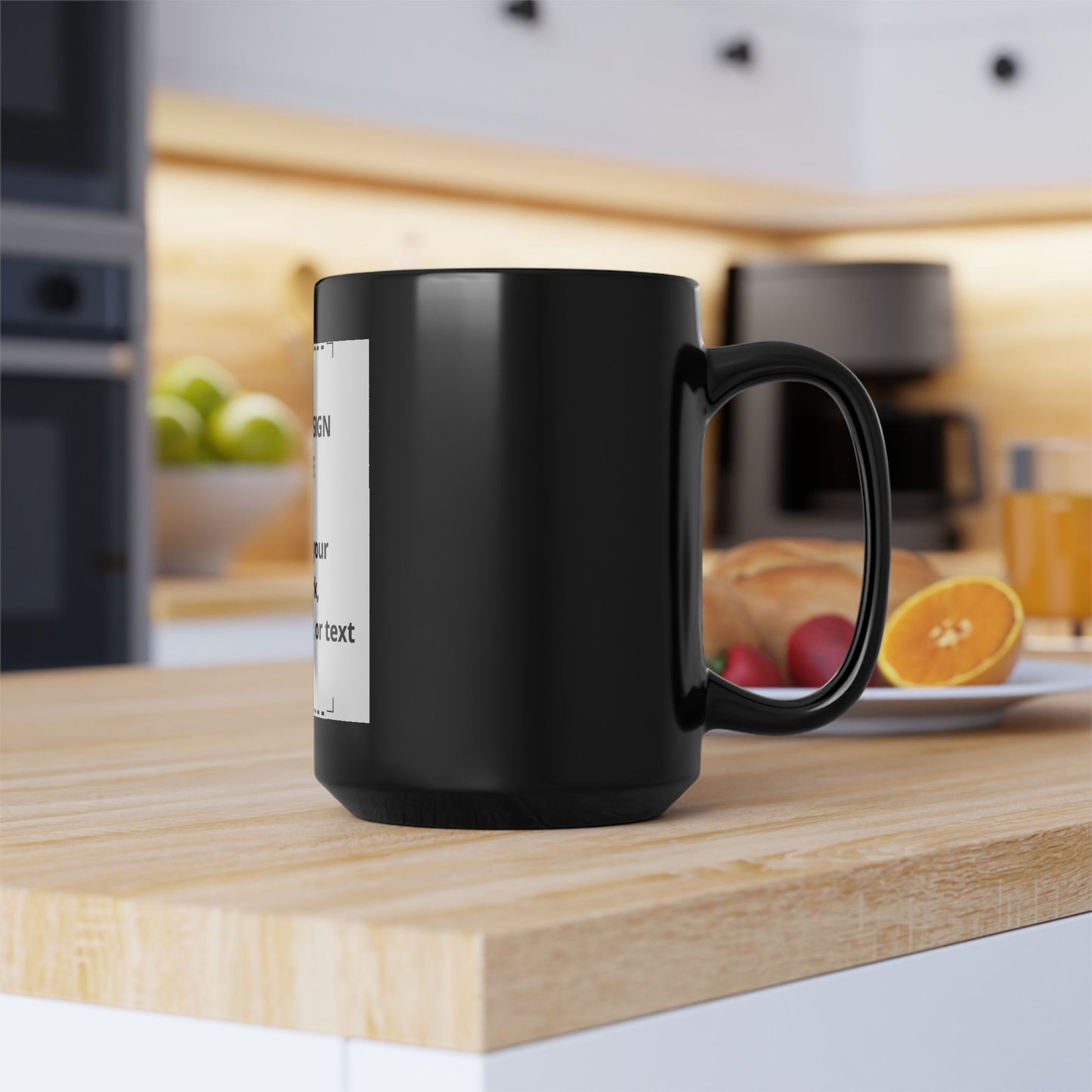 Custom Black Mug (11oz & 15oz) – Personalized Photo, Logo & Text Coffee Cup