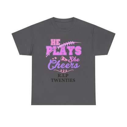 R.I.P. Twenties Tee - She Plays, She Cheers Pink Football Shirt