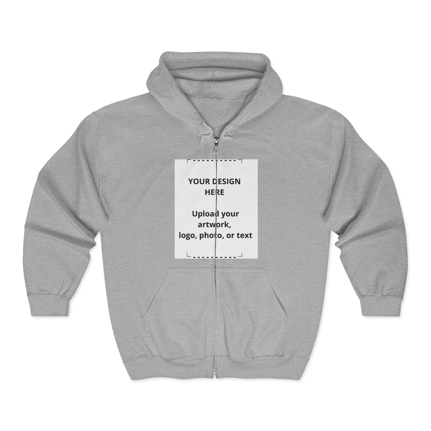 Custom Full-Zip Hoodie — Personalized Front Print Zip-Up Sweatshirt