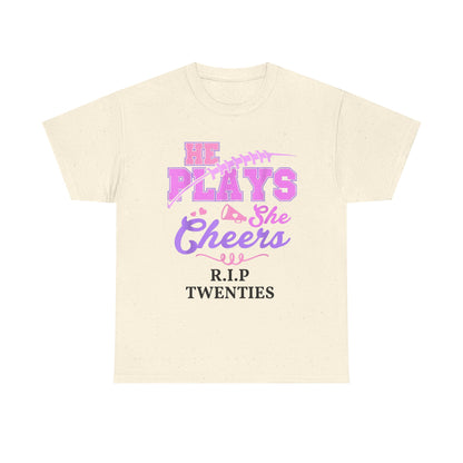R.I.P. Twenties Tee - She Plays, She Cheers Pink Football Shirt
