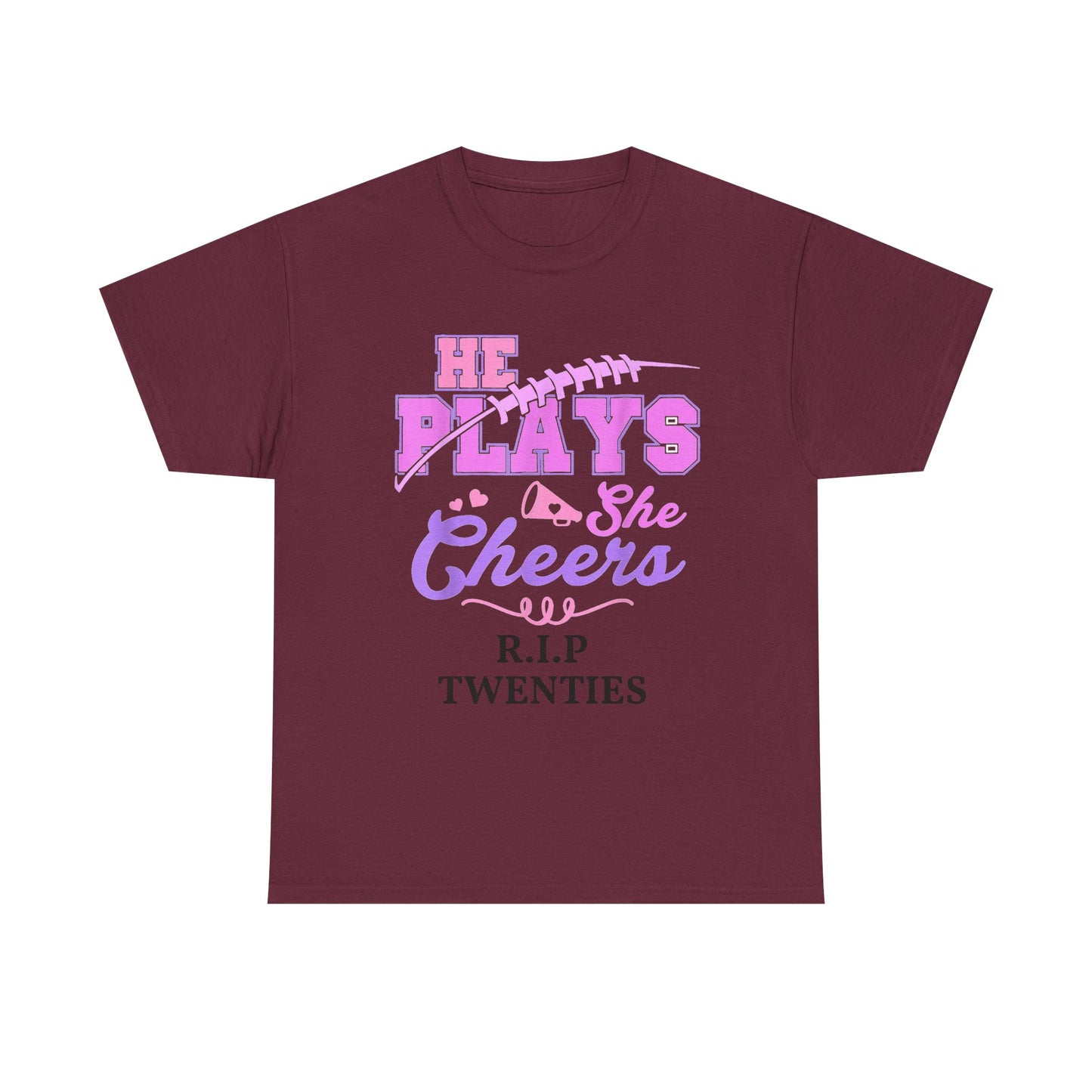 R.I.P. Twenties Tee - She Plays, She Cheers Pink Football Shirt