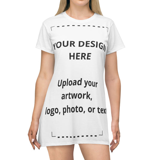 Custom All-Over Print T-Shirt Dress — Personalized Photo & Text AOP