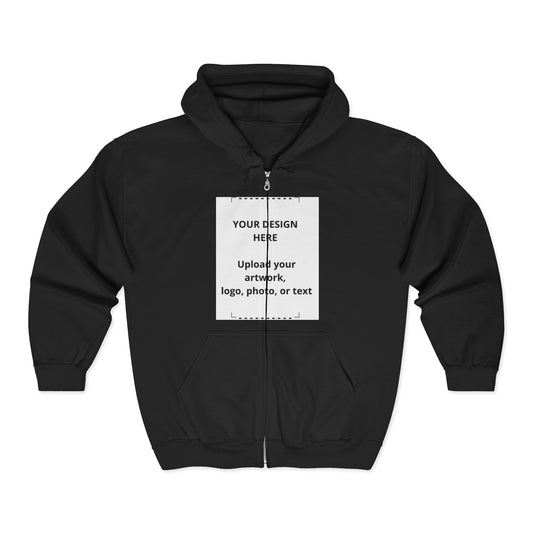 Custom Full-Zip Hoodie — Personalized Front Print Zip-Up Sweatshirt