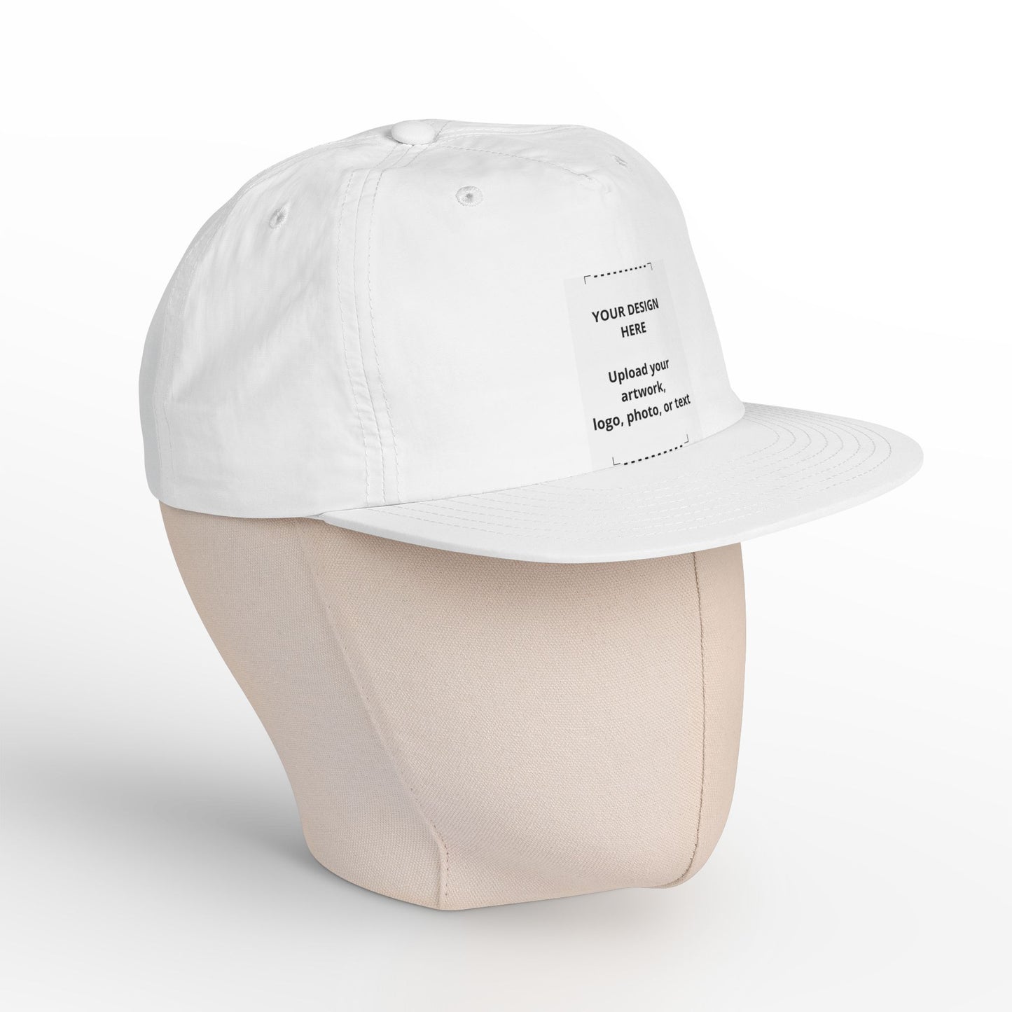 Surf Cap — Minimal White Surf Hat with Front Patch Mockup