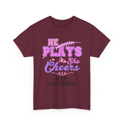 R.I.P. Twenties Tee - She Plays, She Cheers Pink Football Shirt