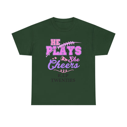 R.I.P. Twenties Tee - She Plays, She Cheers Pink Football Shirt